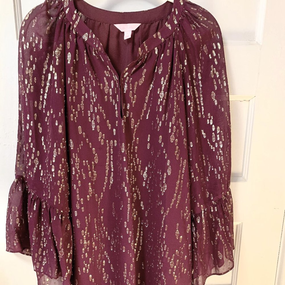 Lily Pulitzer Size Large Purple & Gold Shift Dress